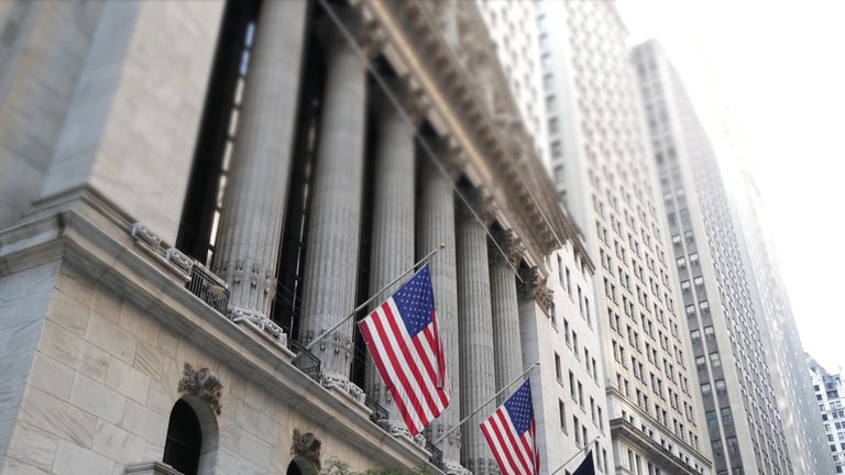 NYC government building with American flag