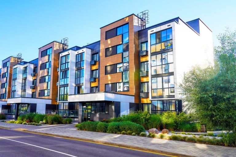 Modern residential apartment building exterior